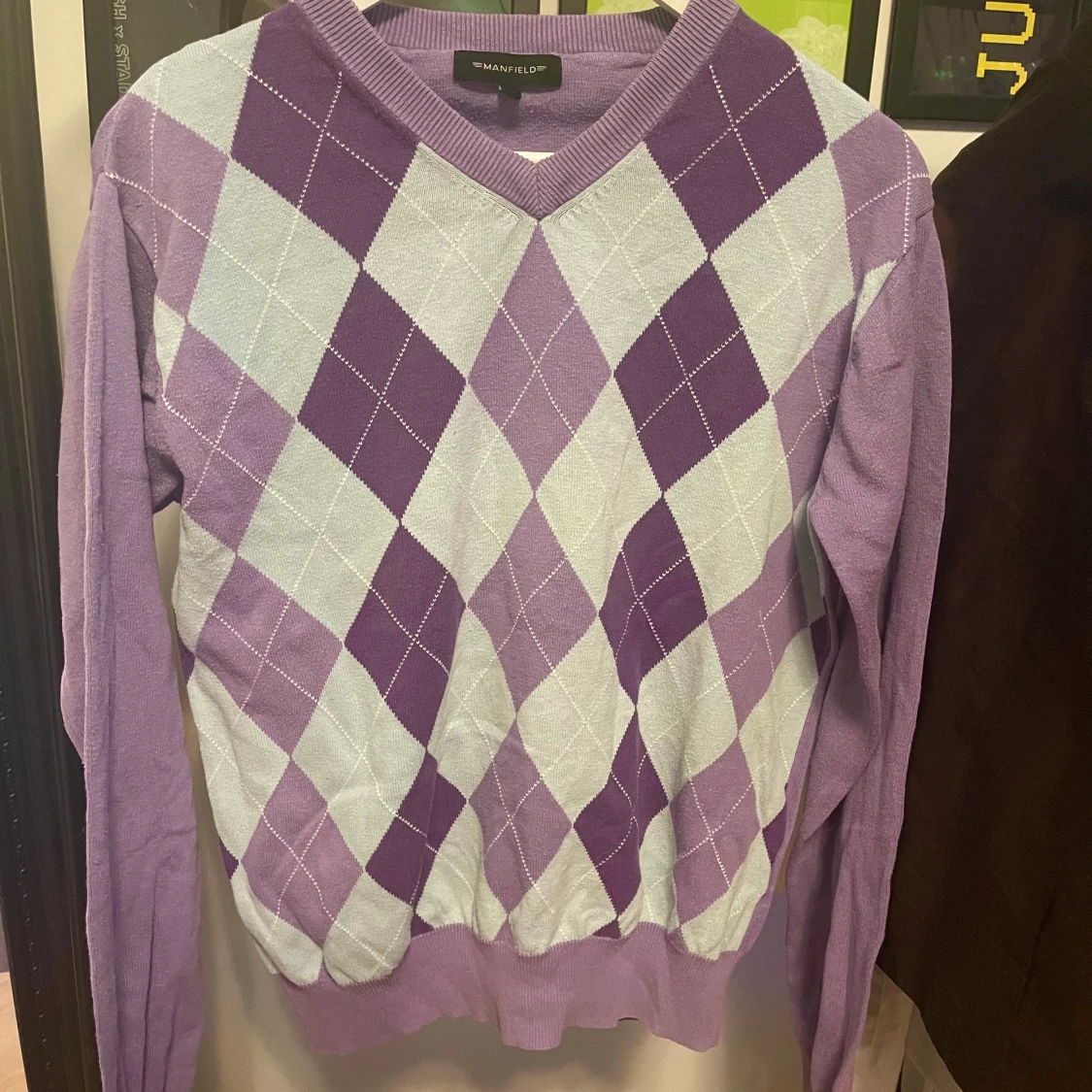 Turkos/lila rutig tröja