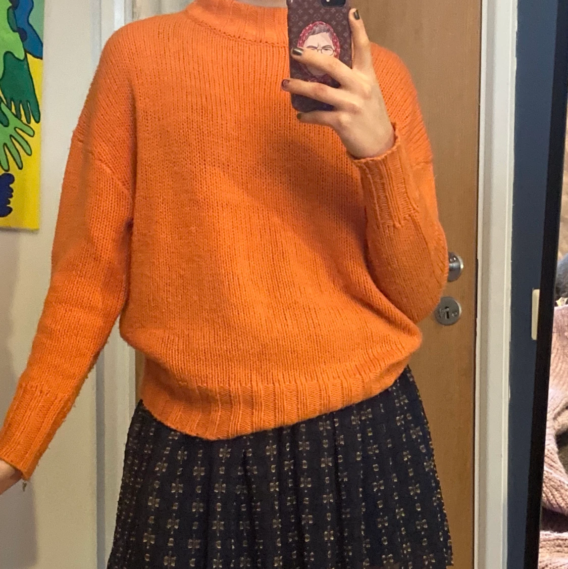 Orange stickad tröja - 91