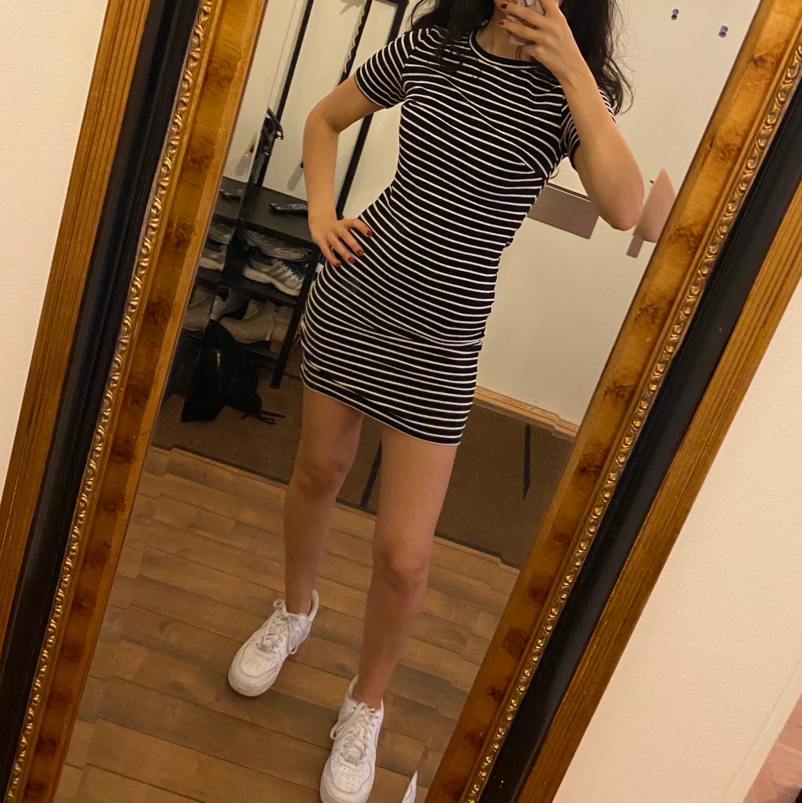 Blåvit randig klänning - 90