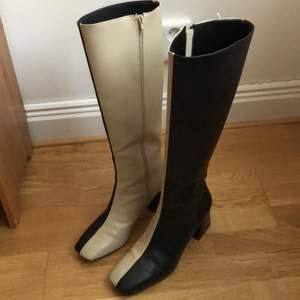 Squared toe knee high boots. Monki