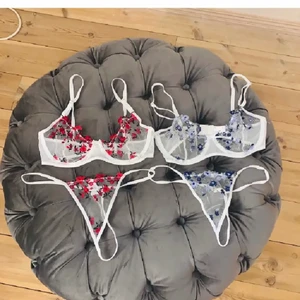 Underklädessett - Väldens finaste sett med trosa och bh. I mesh material. Trosorna är string. I s. De passar tyvärr inte mig. Helt oanvänd. Budgivning sker på det i rött💕 Jag står för frakten!