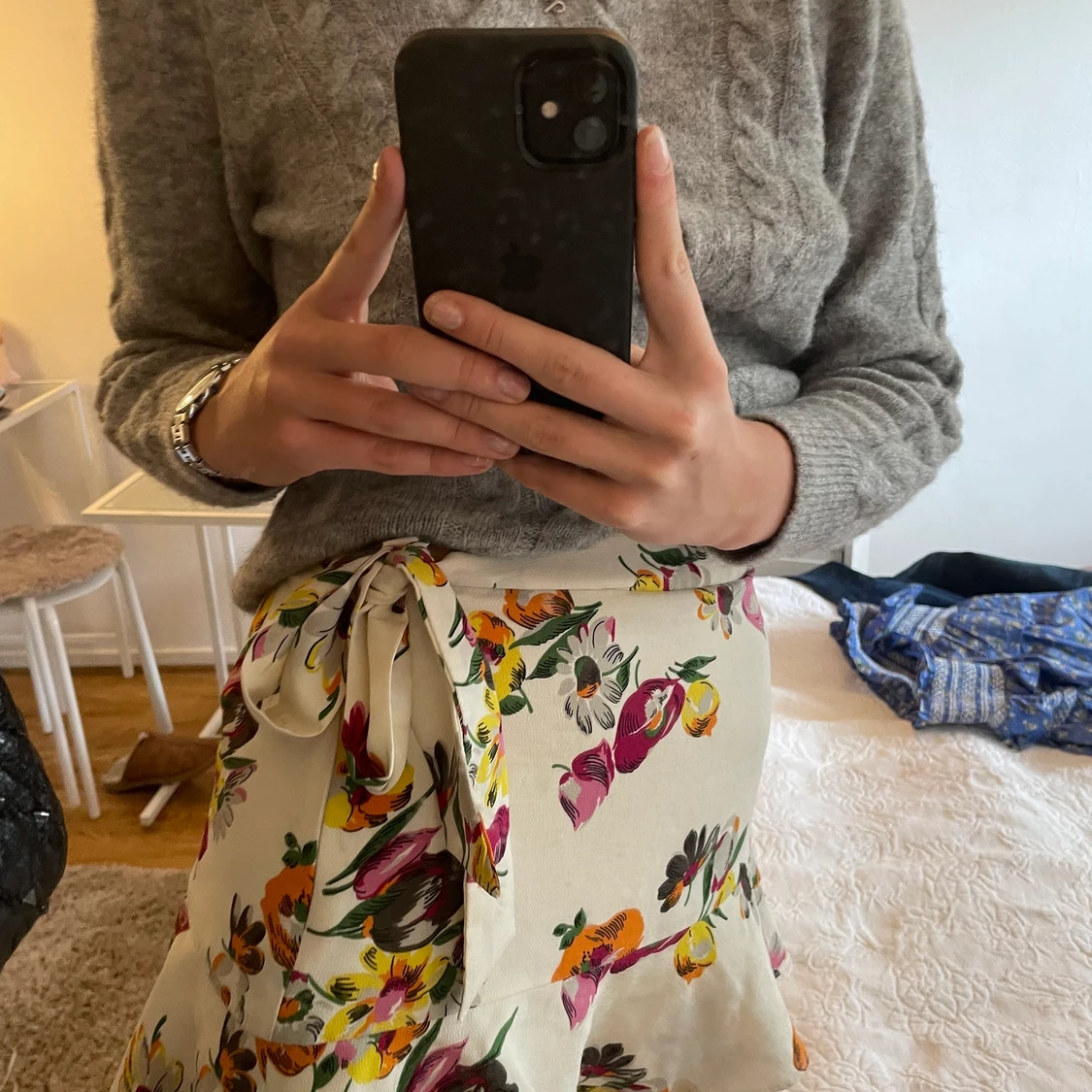 Blommig volangkjol  - 91