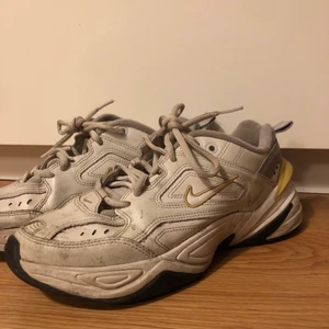 Nike skor - Jag säljer dessa supersnygga skorna från Nike! De är ganska välanvända men fortfarande snygga. Tyvärr är de sönder inuti så det sticker ut nån liten grej som gör att det kan göra ont att gå i dem. Men annars är de bra :)