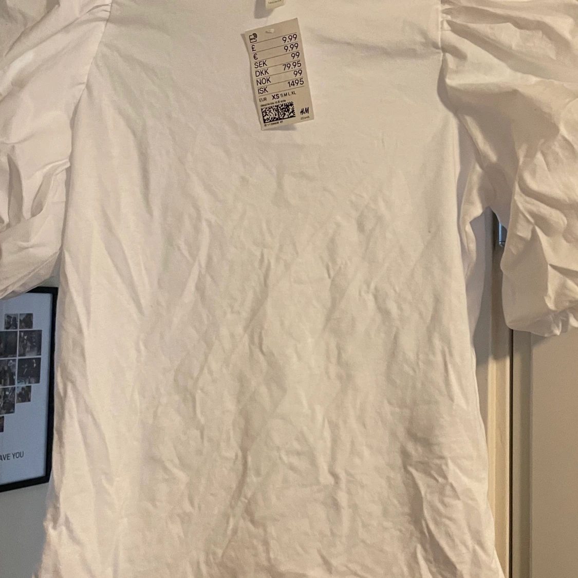 Vit topp med puffärmar - 90