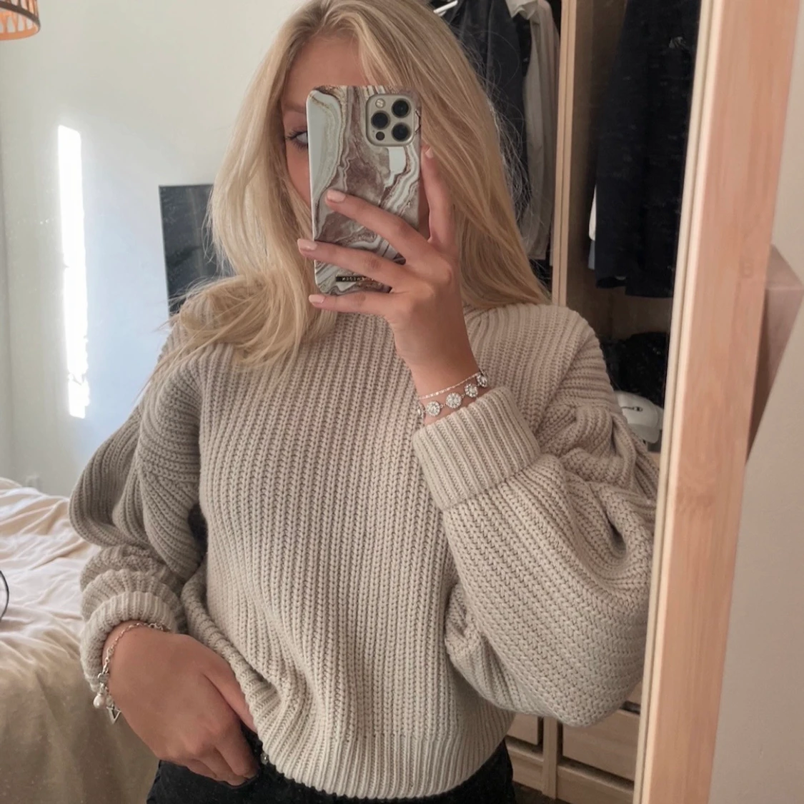 Beige stickad tröja🤎 - 90