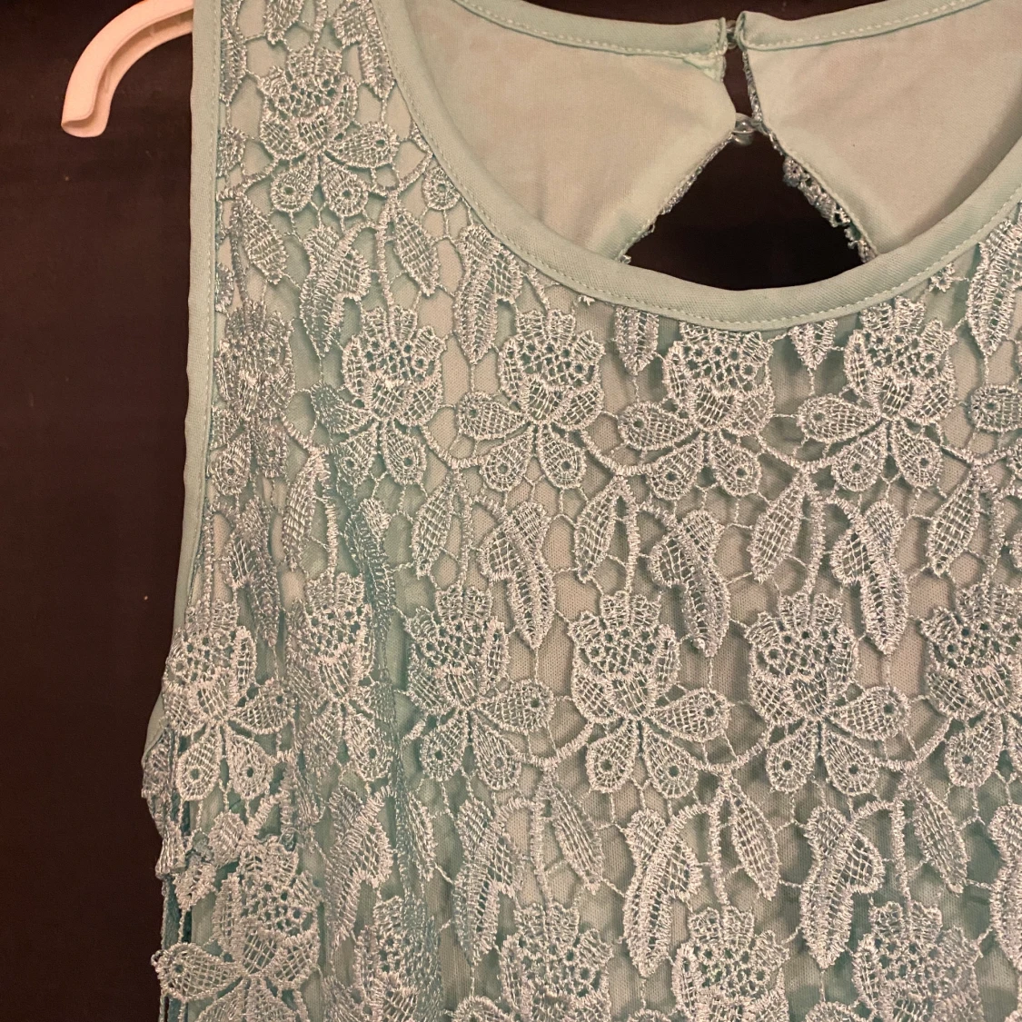 Turkos klänning med spets - 91