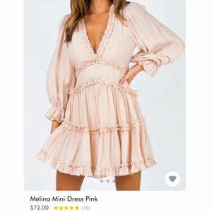 Princess Polly klänning strl. 38 - Oanvänd superfin klänning med öppen rygg. Säljer pga att det var för djup V-ringning för mig. Prislapp sitter kvar, ordinarie pris ca 700 kr, säljer för 400.