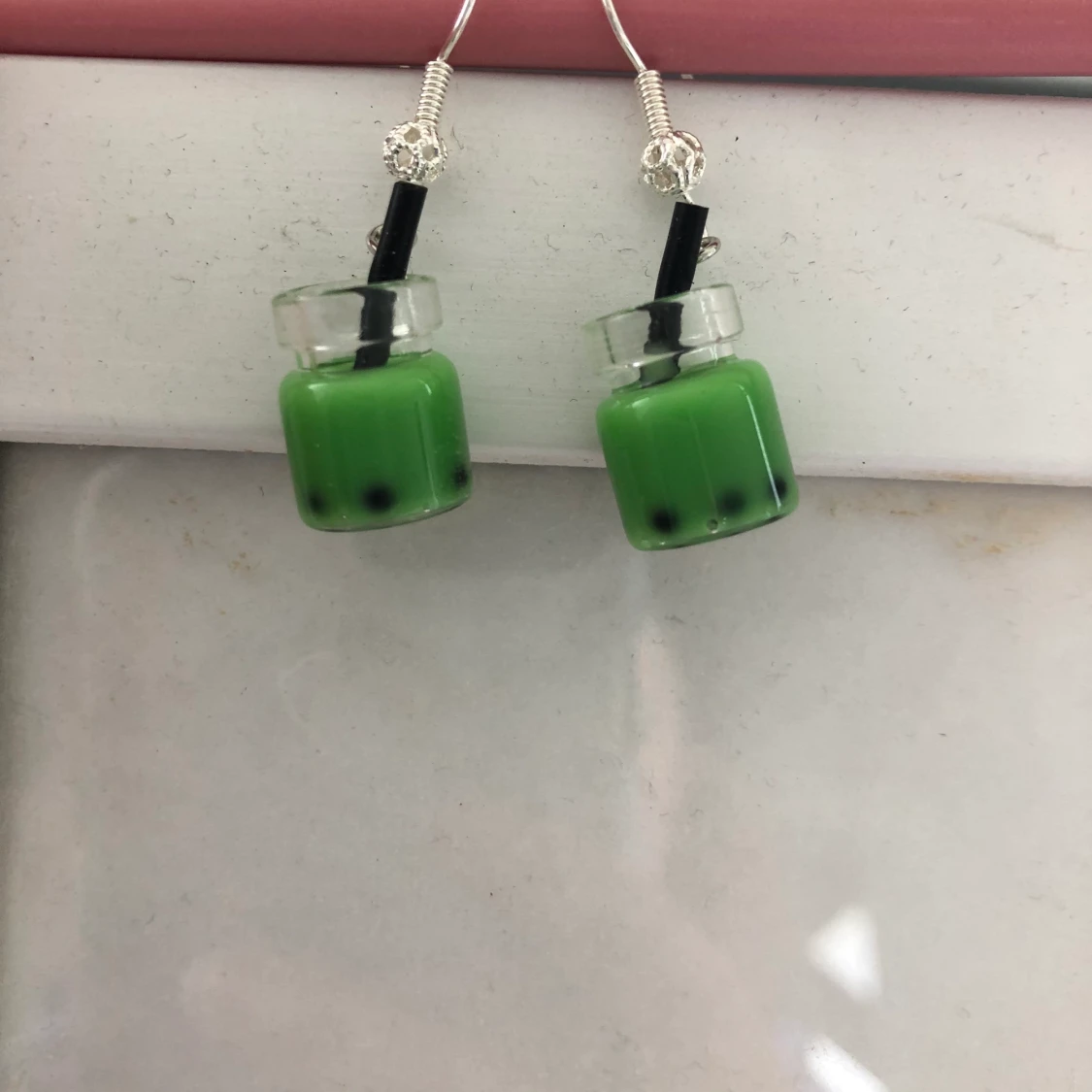 Green boba earings