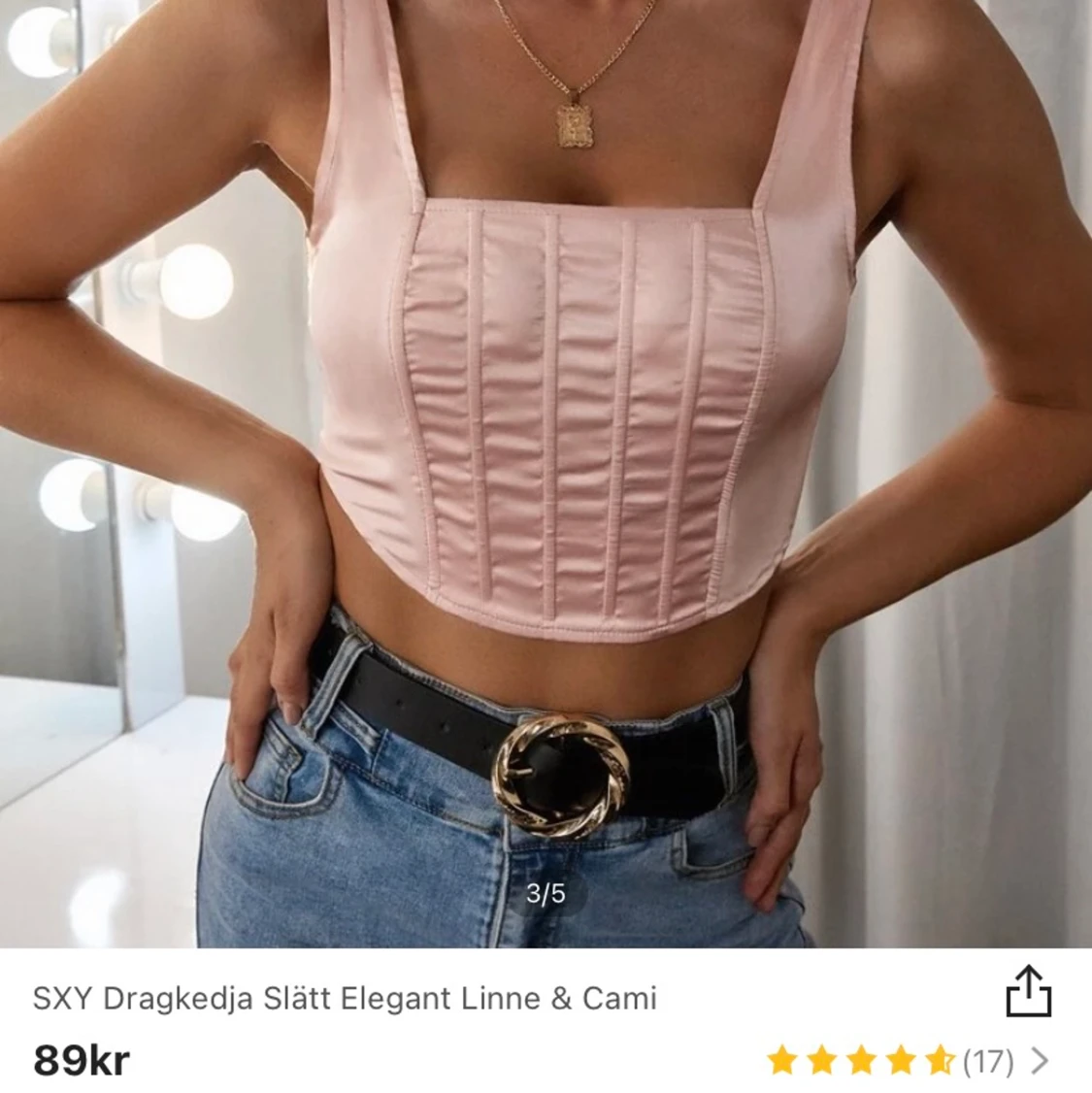 Rosa korsett topp - Shein strlk M