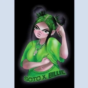 BILLIE EILISH X SOTO POSTER.  - Oanvänd BILLIE EILISH X SOTO poster. Råkade beställa 2 och gick inte att lämna tillbaka. Så den är helt oöppnad. Måtten är  60 x 90, står det på hemsidan. Ansvarar ej för dyr frakt. Väljer att sälja den för 129kr för att den är slutsåld överallt och då ganska unik. Så Buda i kommentarerna❤️❤️