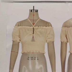 Prairie top - Crop, smocked prairie top in textured jersey. Design sample. 