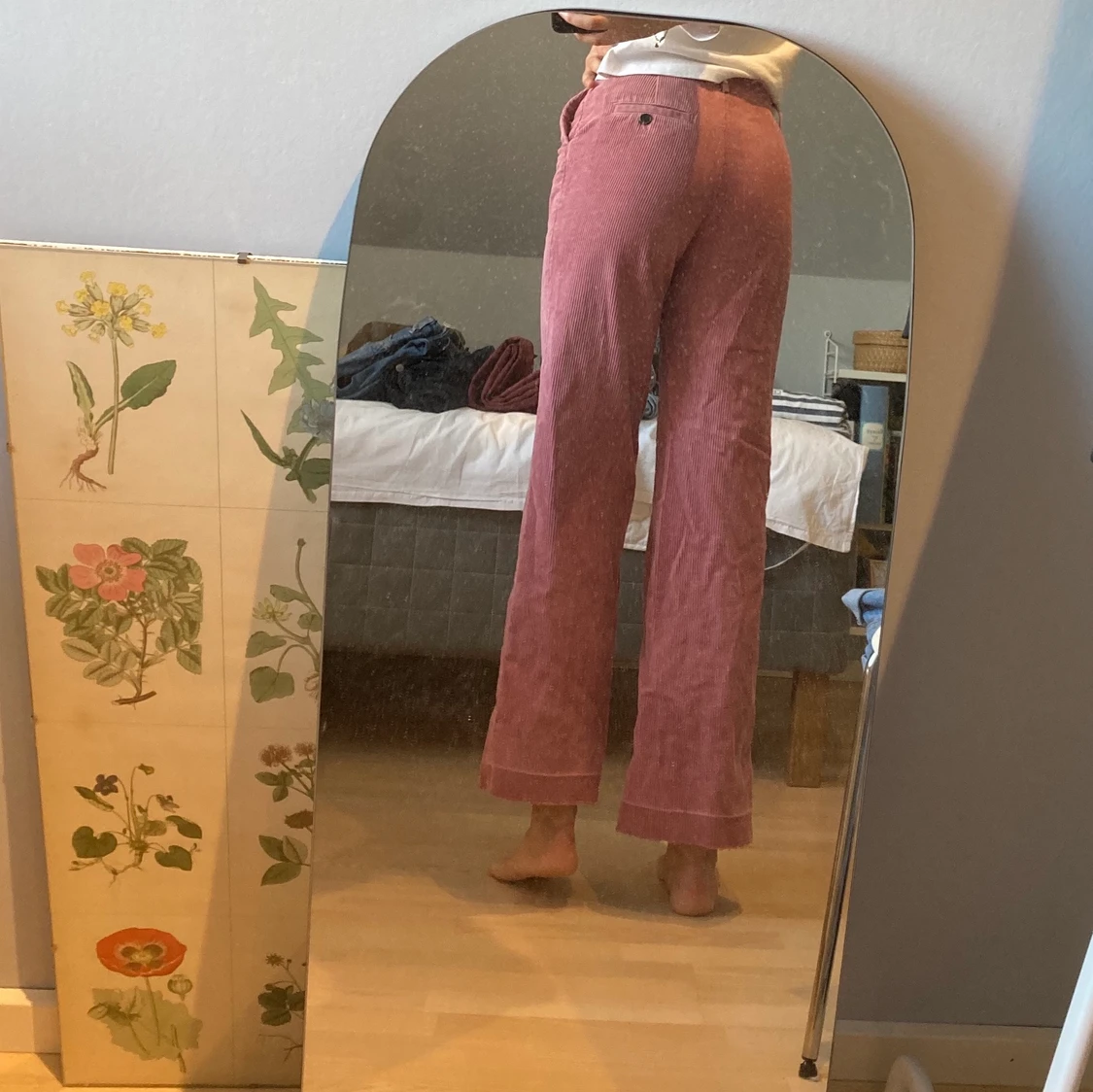 Rosa manchesterbyxor 