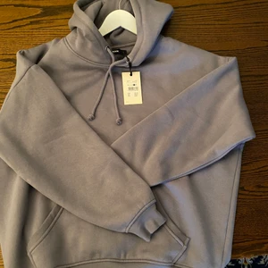 Hoodie  - En hoodie från Bik Bok i storlek L, grå/blå/lila färg. Köpt och aldrig använt, prislappen är kvar. Pga lite för stor för min smak, är 162 för referens. Annars fin och bekväm, jättemysigt tyg! 