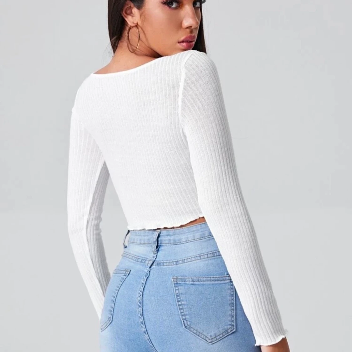 Vit långärmad tröja - 90