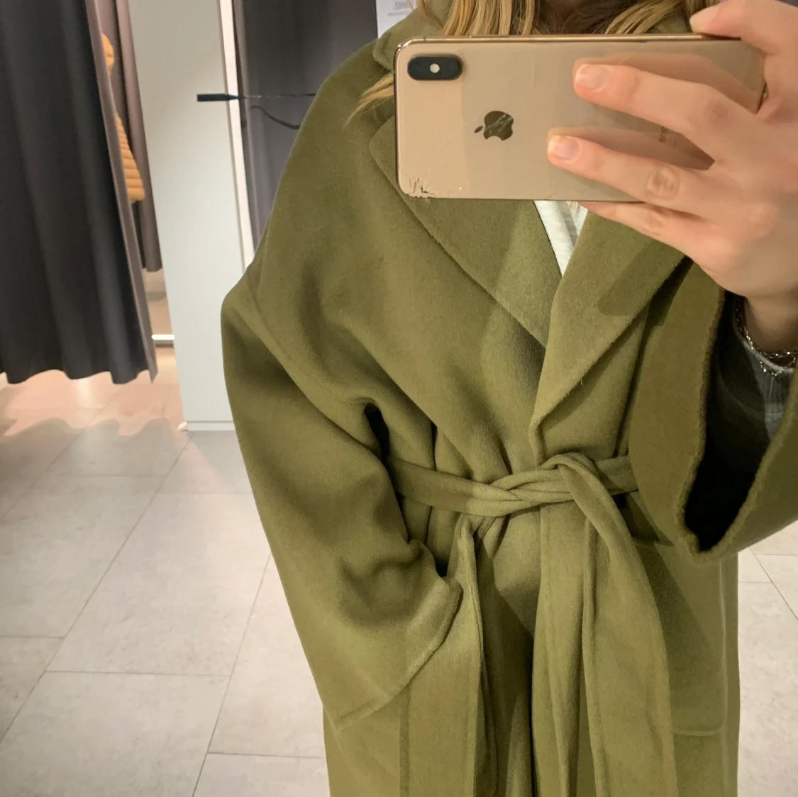 Grön ull kappa - 90