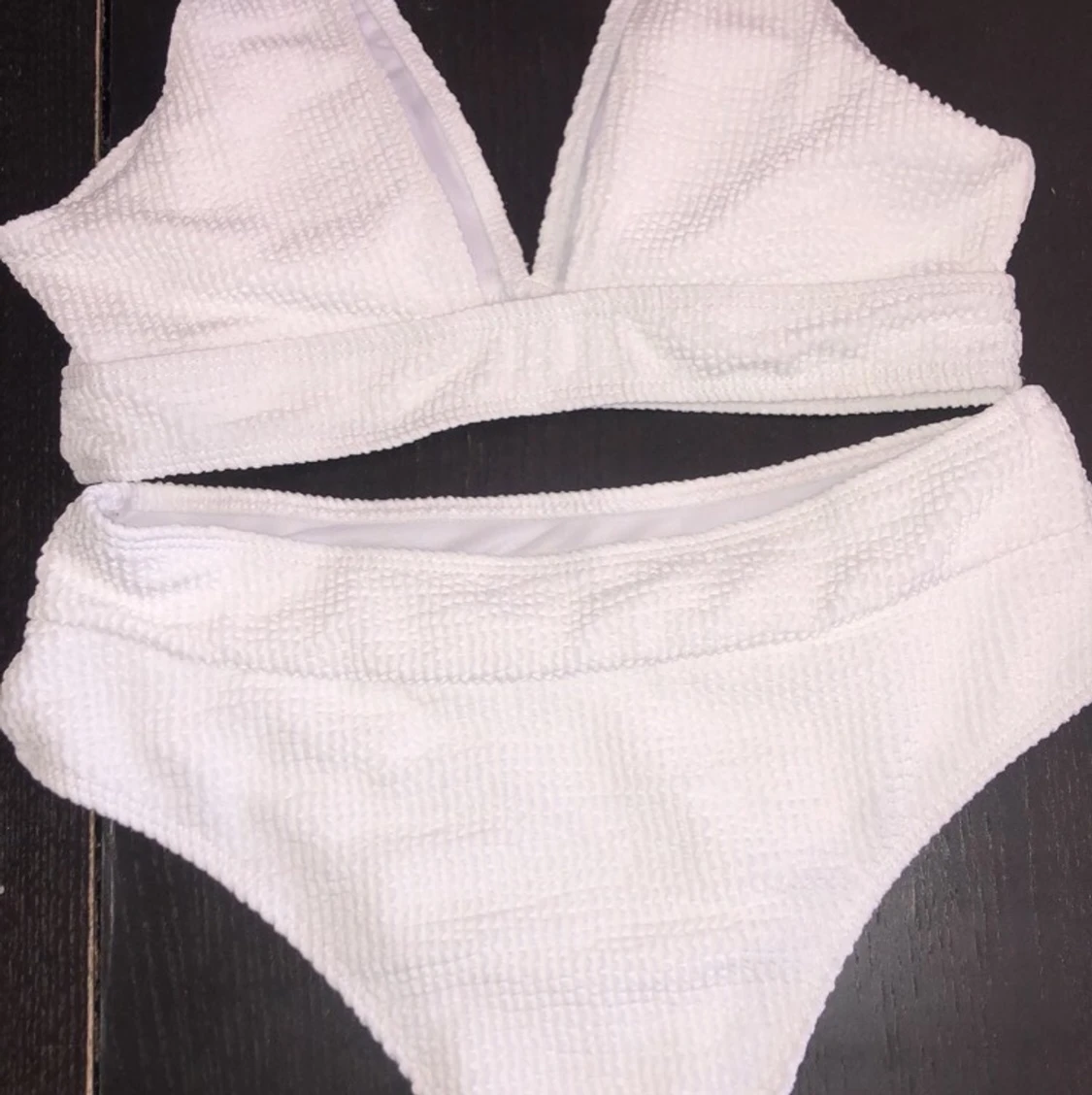 Vit v-ringad bikini - 90