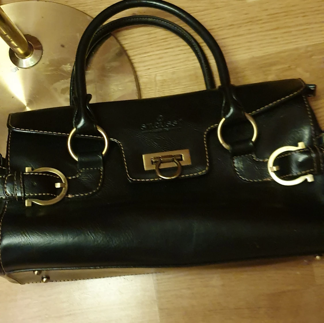 Super åkta leader fint axelväska