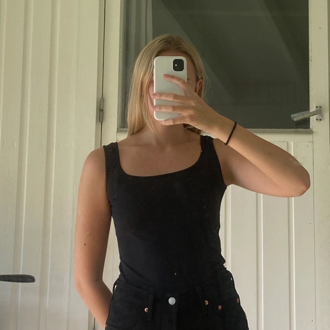 Square neckline linne 