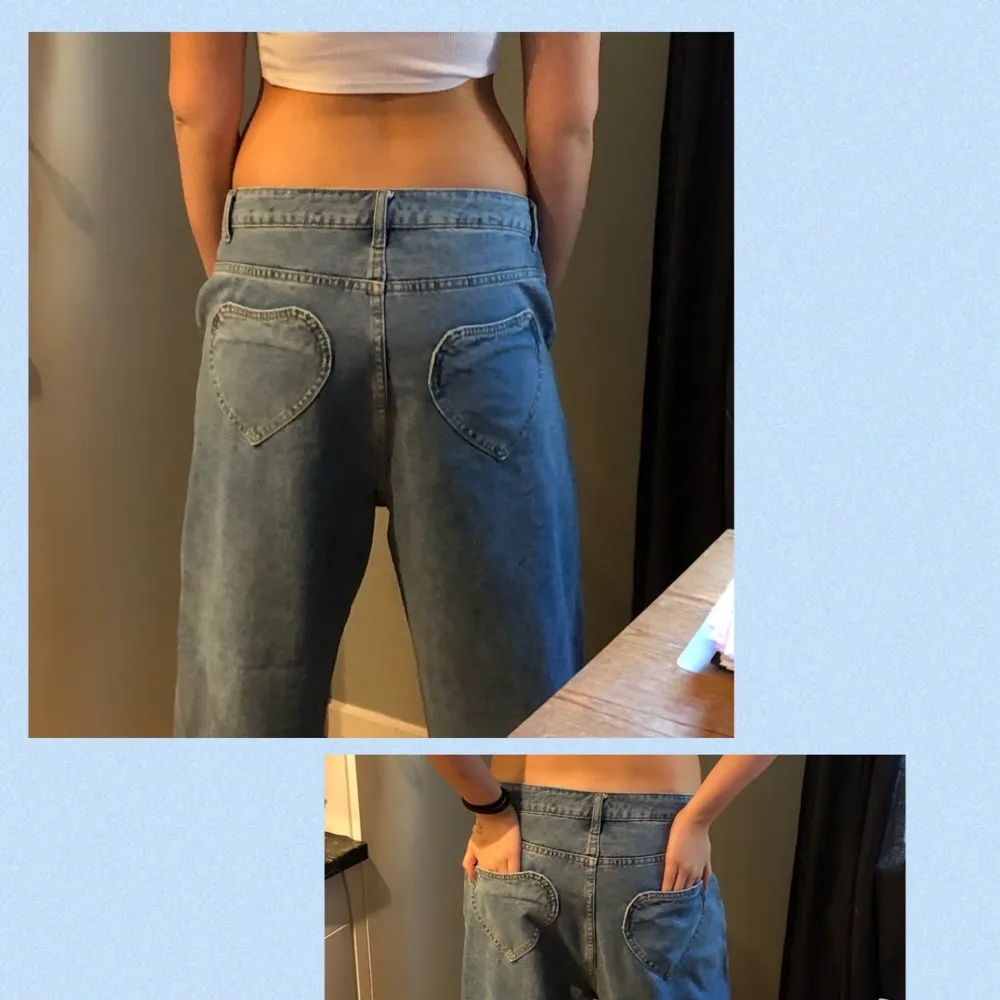 Fina jeans från shein i storlek XL, passar antingen som oversized på någon som är en S, eller som vanliga jeans på någon som är typ en L. Köpta för 219kr, köpare står för frakt ❤️. Jeans & Byxor.