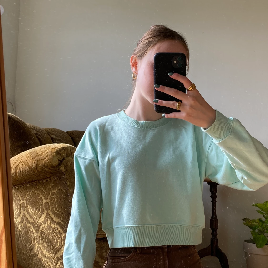 mintgrön croppad tröja