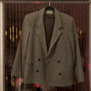 Kavaj alpacka/ull - Rutig kavaj i alpacka och ull, rak och lite oversized passform