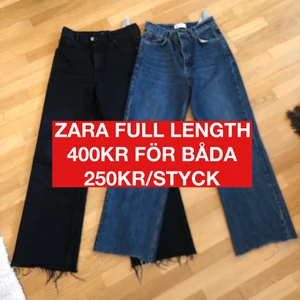 ZARA JEANS - SÄLJER dessa populära Zara Full Length byxor då de blivit för små för mig.  Super poppis och slutsålda överallt. 250kr/styck eller 400kr för båda (inköpta 400kr styck). Storlek 36 och går precis ner till golvet om du är mellan 165-170. Super bra skick. Frakt 60kr, men jag bjuder på halva vid snabb affär. Skriv för fler bilder.