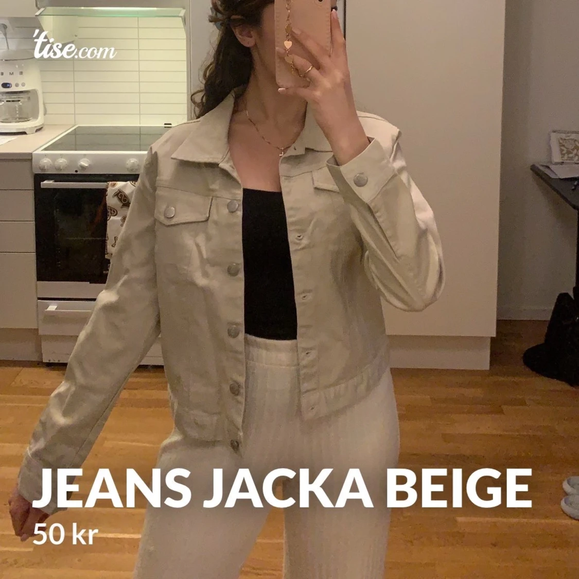 Jeans jacka beige