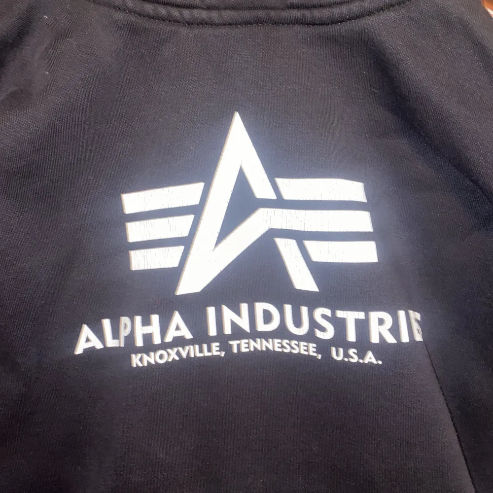 Alpha industries hoodie svart svin snygg använder inte längre, köparen står för frakten . Hoodies.