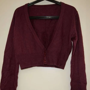Topp - En kort gullig topp i färgen vinröd med knappar framtill. Den är aldrig använd och darför säljer jag den! Den är i storlek xs/s, den sitter tajt! Kan skicka fler bilder om det behövs!🤗