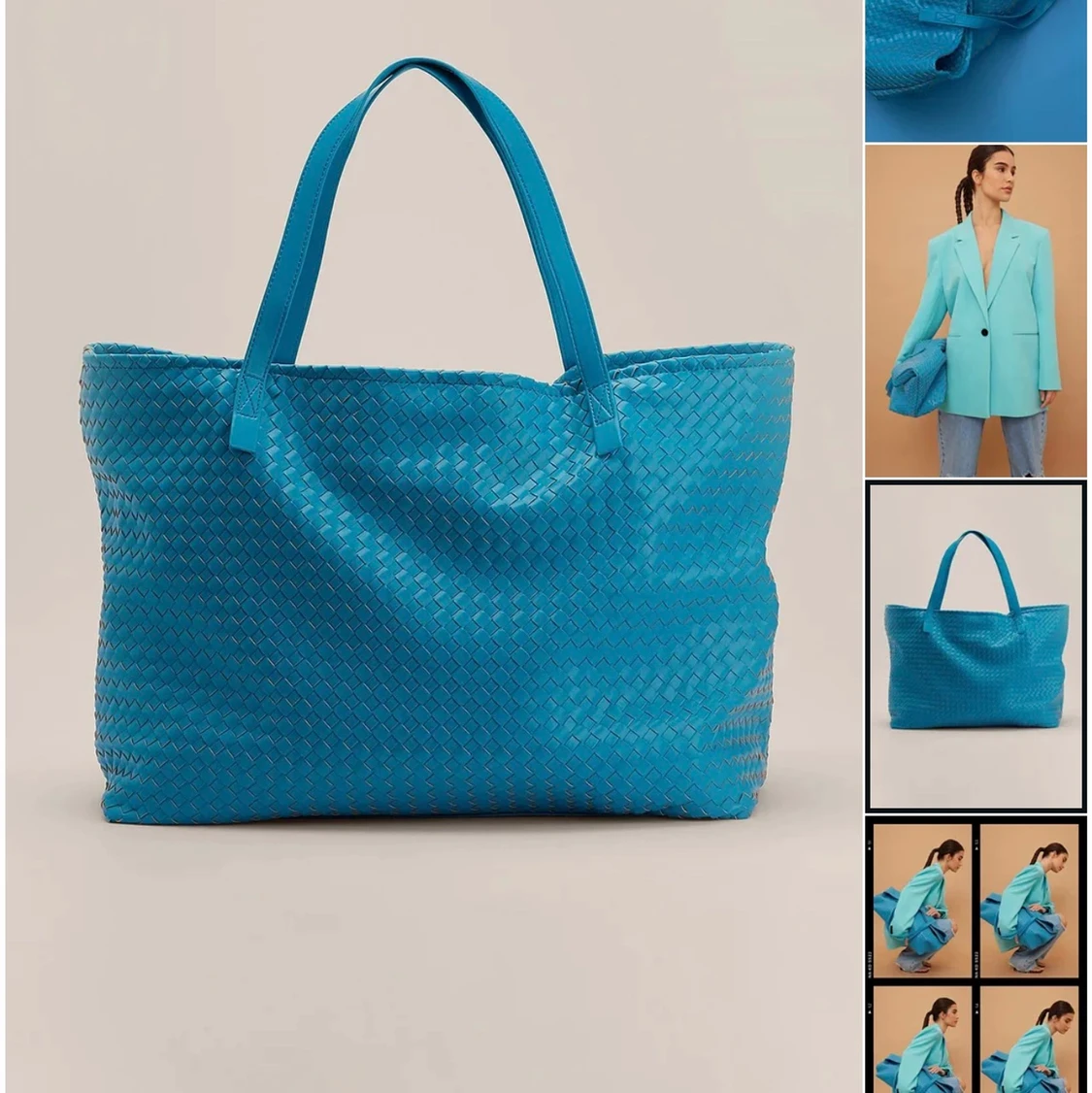 Blå vävd shopper  - 90