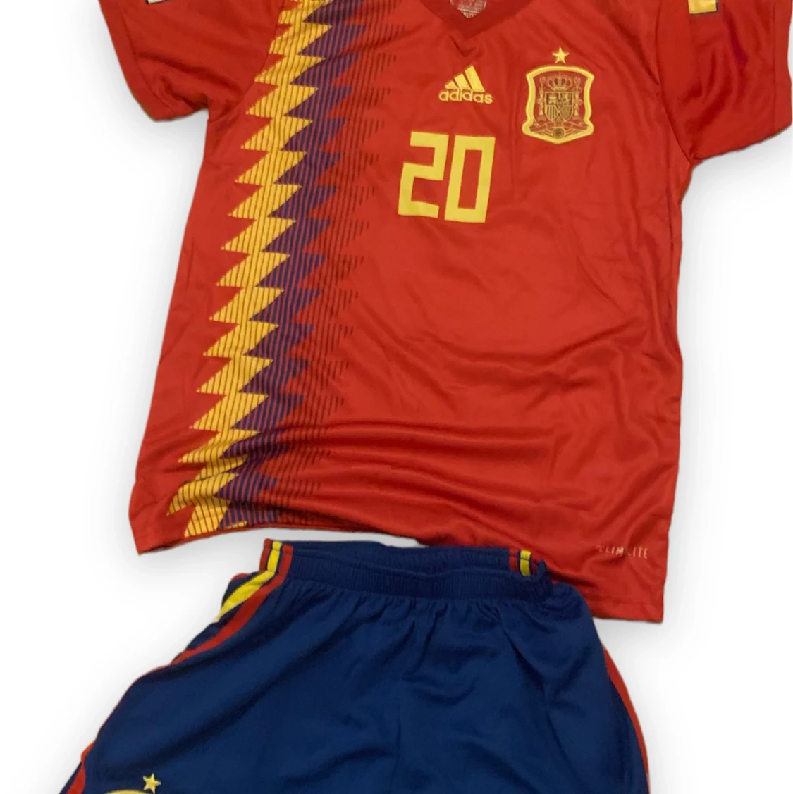 Spanien World cup Fotbolls tröja och shorts