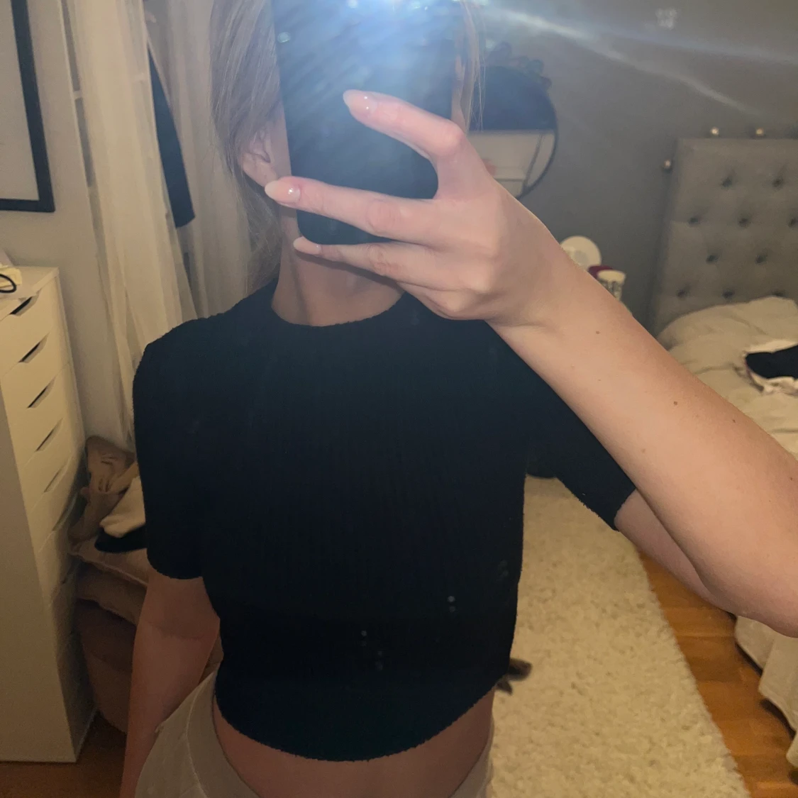 Svart stickad topp - 91