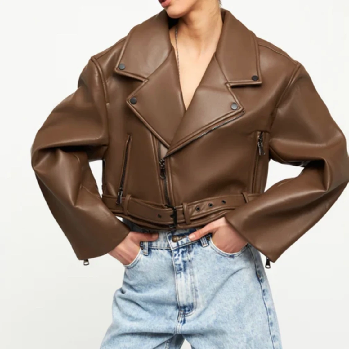 Brun skinnjacka  - 91