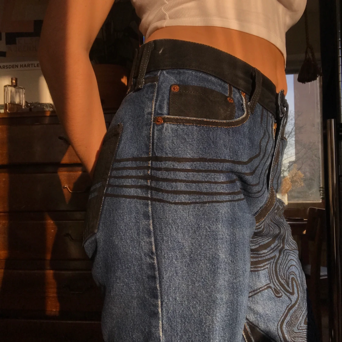 Handmålade vintage jeans - 91