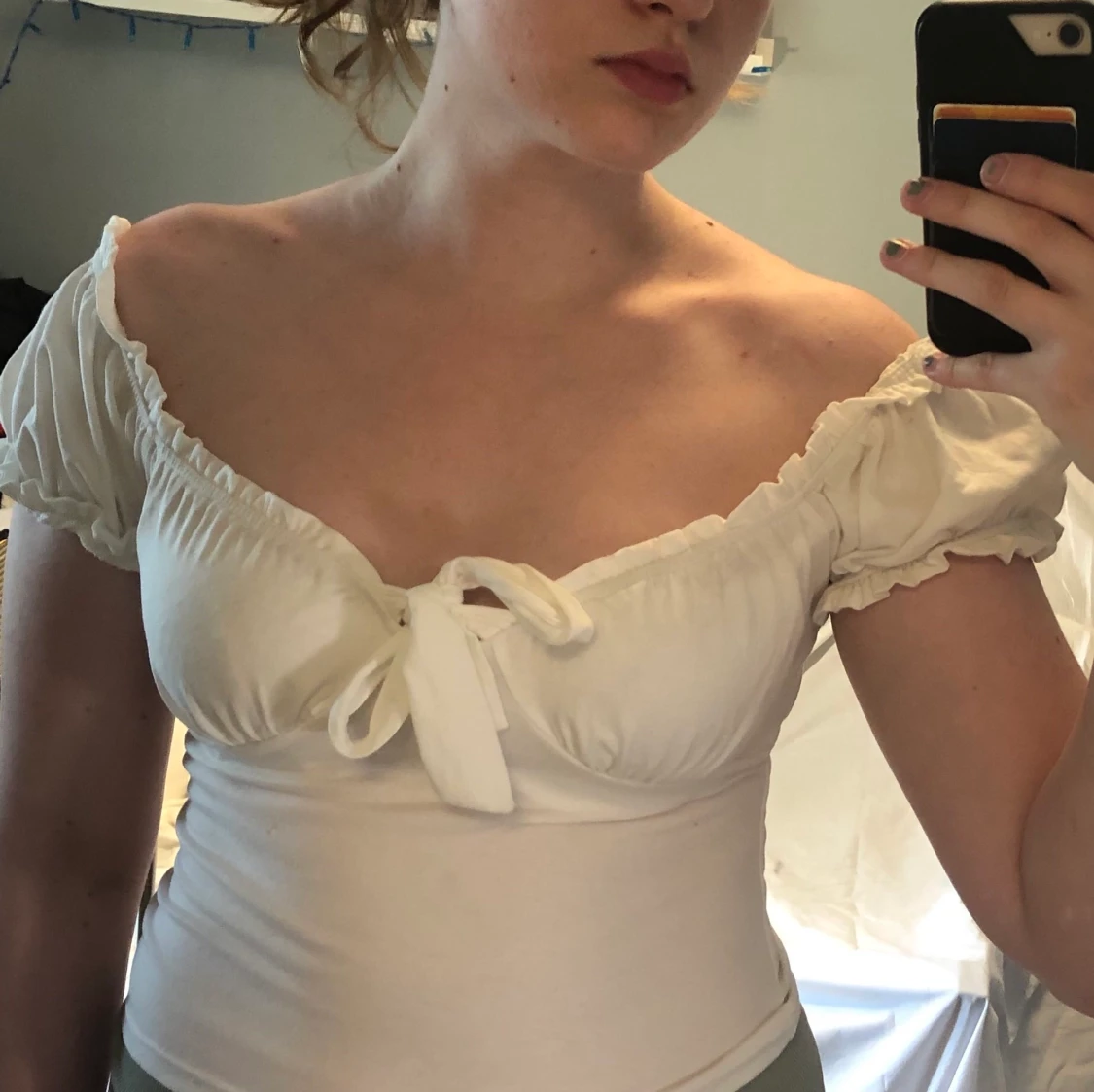 Vit milkmaid-topp - 90