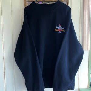 Svart Vintage Sweatshirt - Fin vintage sweatshirt, verkar komma från en tysk nöjespark, trycket är broderat. Bra skick inga defekter, storlek L. Kan skicka fler bilder vid förfrågan, köparen står för frakt, rökfritt hem.