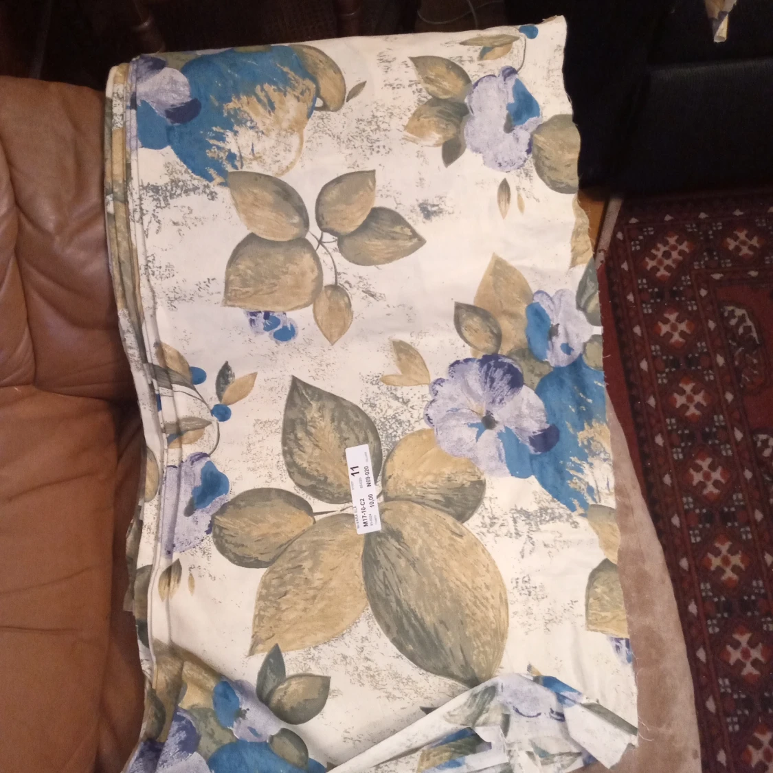 Gardintyg metervara 10 metersbunt blå.  - 91