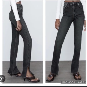 Zara jeans  - Säljer dessa snygga byxorna med slits från zara. Säljer eftersom jag inte använder dom och har aldrig gjort. Storlek 38 och är lite långa på mig som är 165 cm lång men annars passar dom bra. Köpt för ca 400 men säljer för 120🫶🏽FRI FRAKT 