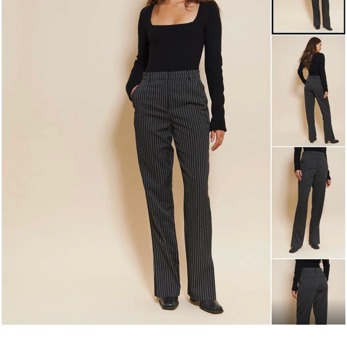 ❗️Kritstrecksrandiga byxor med slits❗️ - 90