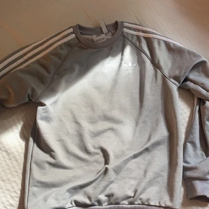 Grå adidas tröja  - Super najs ljusgrå adidas sweter!! I bra skick! Sitter oversize på mig och står S på lappen! Skulle säga att den både passar på tjejer o killar💓💖💖