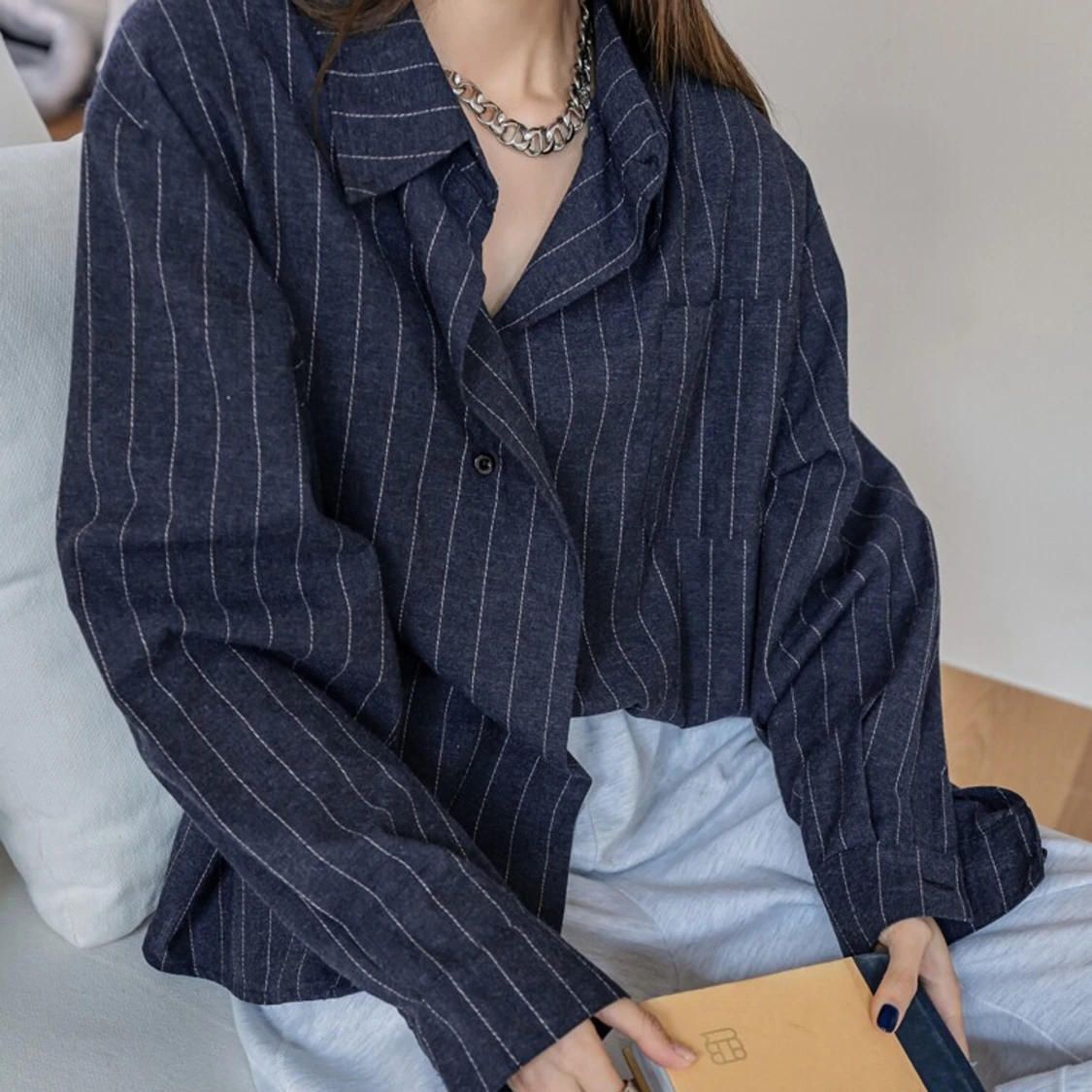 Loosefit skjorta med ränder