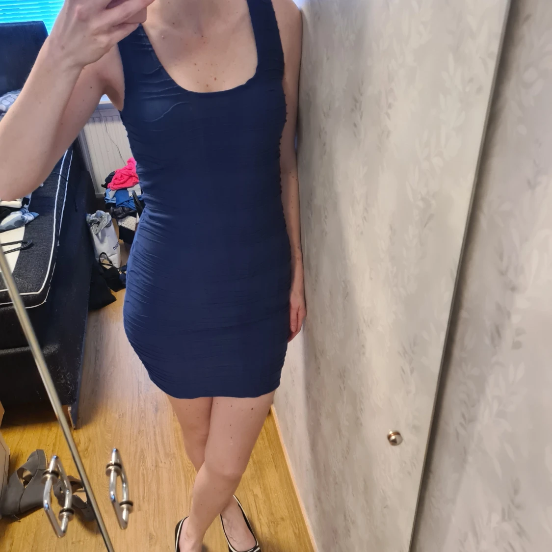 Blå enkel klänning - 90