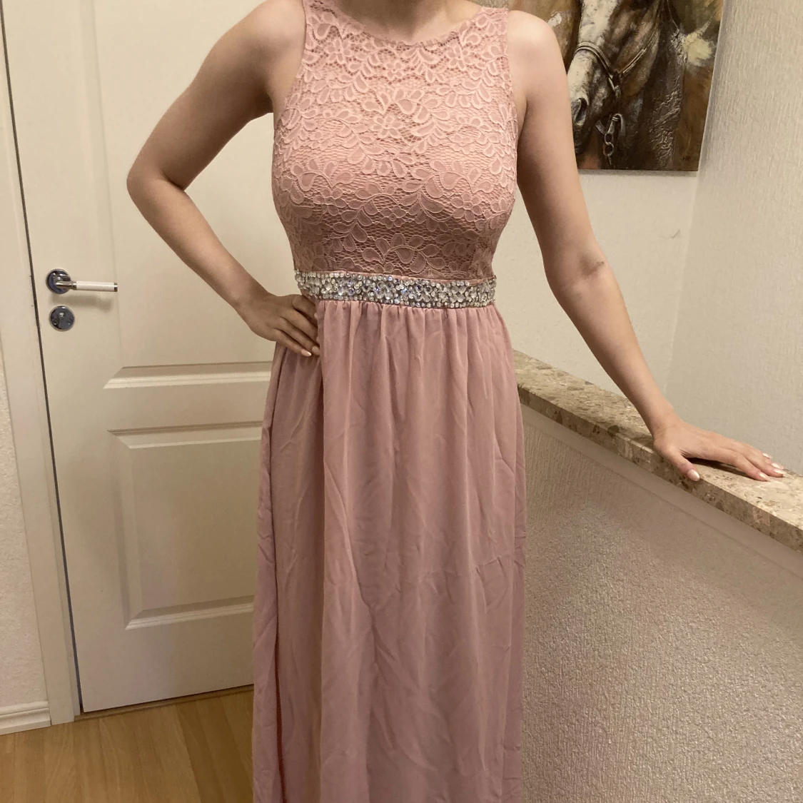 Rosa långklänning för bal och fest