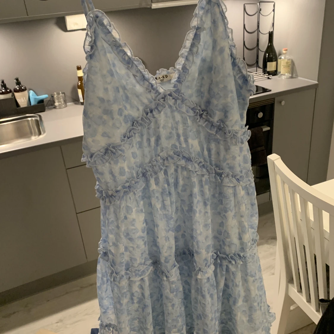 Blå volangklänning - 90