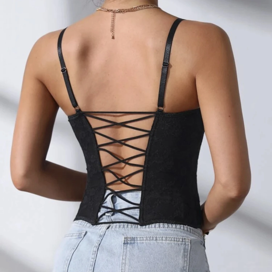 Svart korsett-topp  - 91