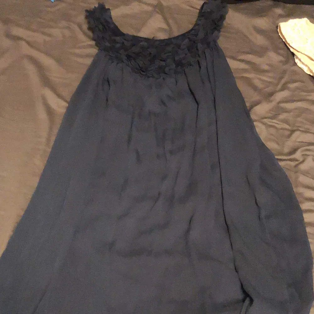 Jag säljer en fin mörkblå klänning, tyvärr är den för stor för mig så den sitter nog bättre på nån som har storlek M😊 . Klänningar.