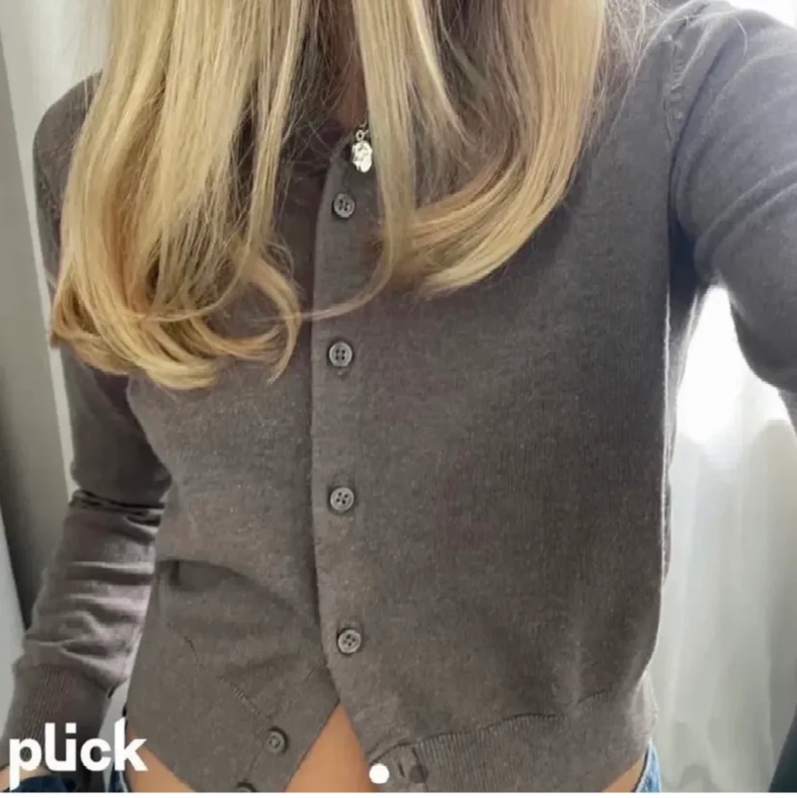 Finstickad beige/ brun kofta 