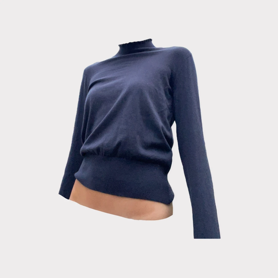 Marinblå finstickad polotröja