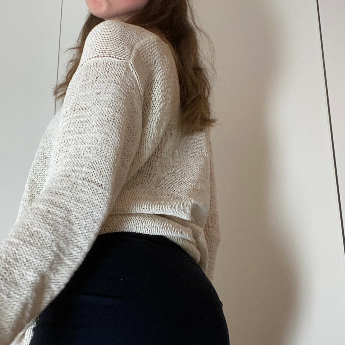 Virkad nättröja i vit  - 91