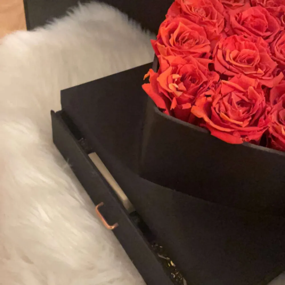 Evighets rosor - 10 års hållbarhet med äkta rosor formad som ett hjärta med förvaringsbox samt slutbar och en text ur Celine Dions låt My heart will go on.  Värde upp till 3.000kr . Övrigt.